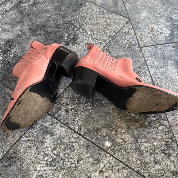 Chic Shit Women's Pink Leather Ankle Boots - Picture 6 of 8